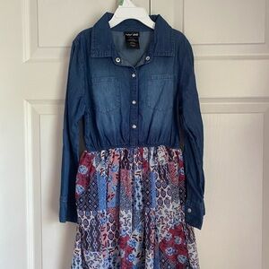 Paper Doll Blue and Pink Casual A-Line Dress